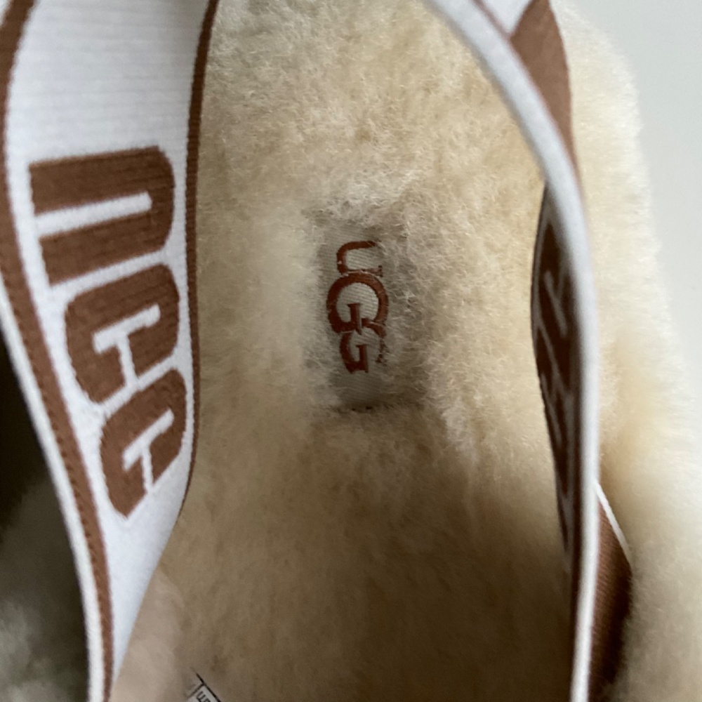 SOLD - UGG Fluff Yeah Shearling Slingback Sandal in Natural Sz 9 - Picture 6 of 9